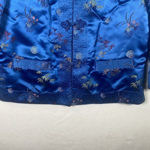 Peony Brand Shanghai China Reversible Satin Jacket Women’s Size 38 Red Blue - Picture 9 of 15